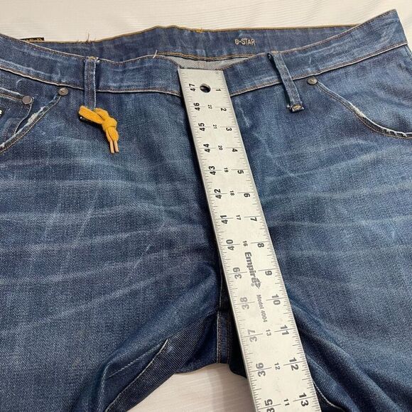 G Star Raw Dark Wash Whiskered Tapered Denim Jeans Size 38 X 34 - Picture 3 of 9